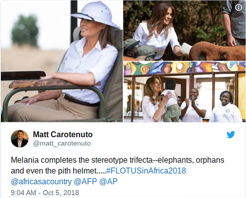 Melania Trump Faces Backlash for Wearing ‘Colonizer Outfit’ on Africa Visit